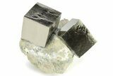 Two Natural Pyrite Cubes In Rock - Navajun, Spain #227701-1